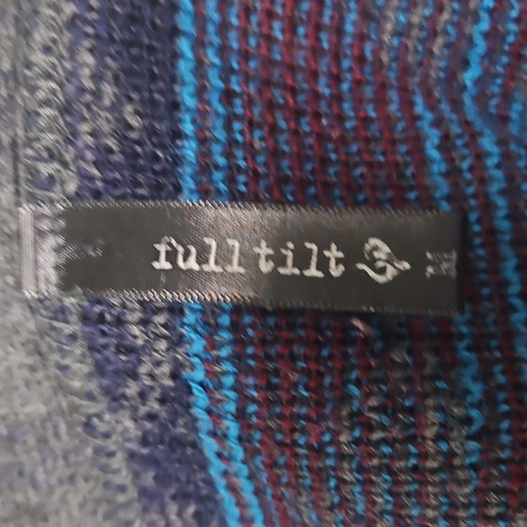 Full Tilt Gray Blue Maroon Patterned Boho Southwest Cardigan Size Medium Aztec - Picture 7 of 8